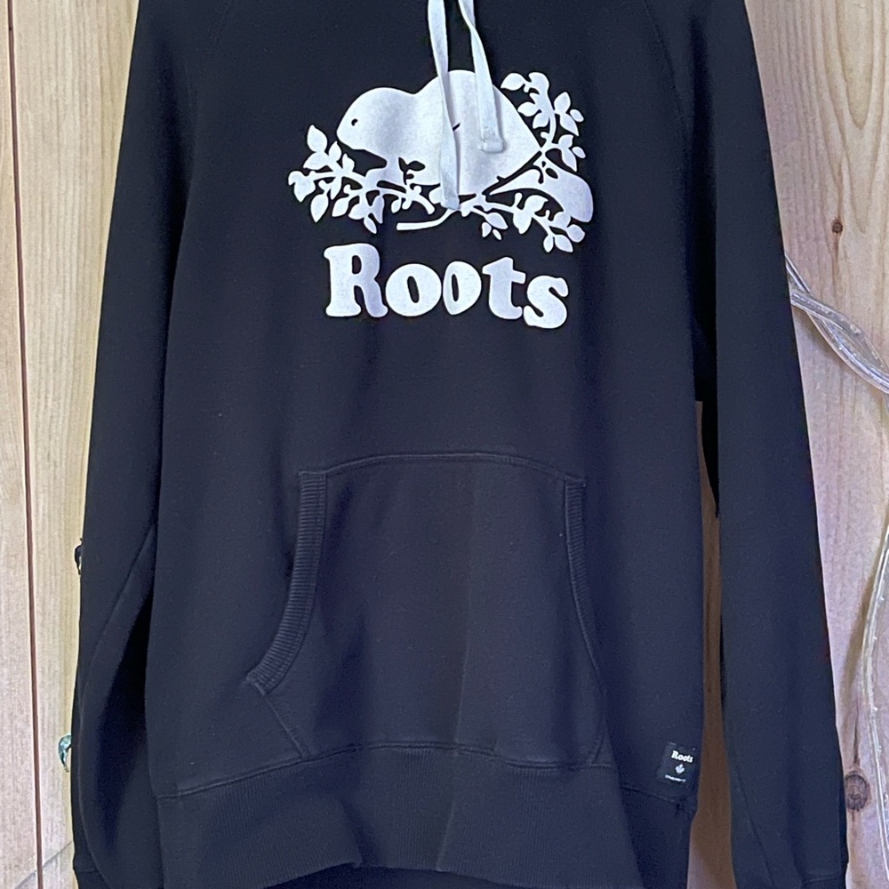 Roots Black Sweatshirt with White Emblem